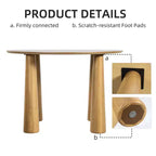 PexFix Table à manger ronde 45" pour 4 personnes avec plateau à bords incurvés et 4 pieds coniques, pour salon, salle à manger, café, bureau, robuste, couleur naturelle