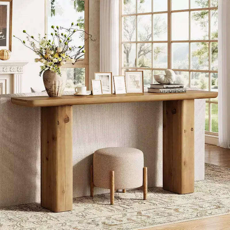 Console en bois massif Lantine, table d'entrée de 160 cm de long, table de canapé rustique pour salon, foyer, couloir, assemblage facile