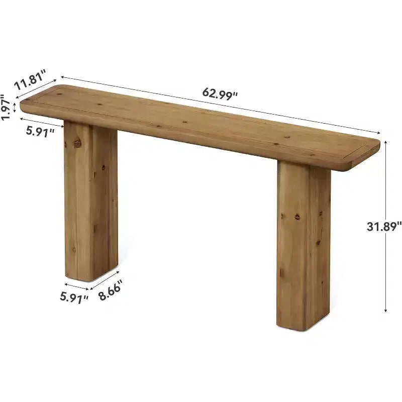 Console en bois massif Lantine, table d'entrée de 160 cm de long, table de canapé rustique pour salon, foyer, couloir, assemblage facile