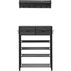4-tier Shoe Rack With 2 Drawers, Shoes Storage Rack One Set Hallway Show Rack With Storage And Hooks Entry Way 31.5 x 11.81 x 42.32 Inch