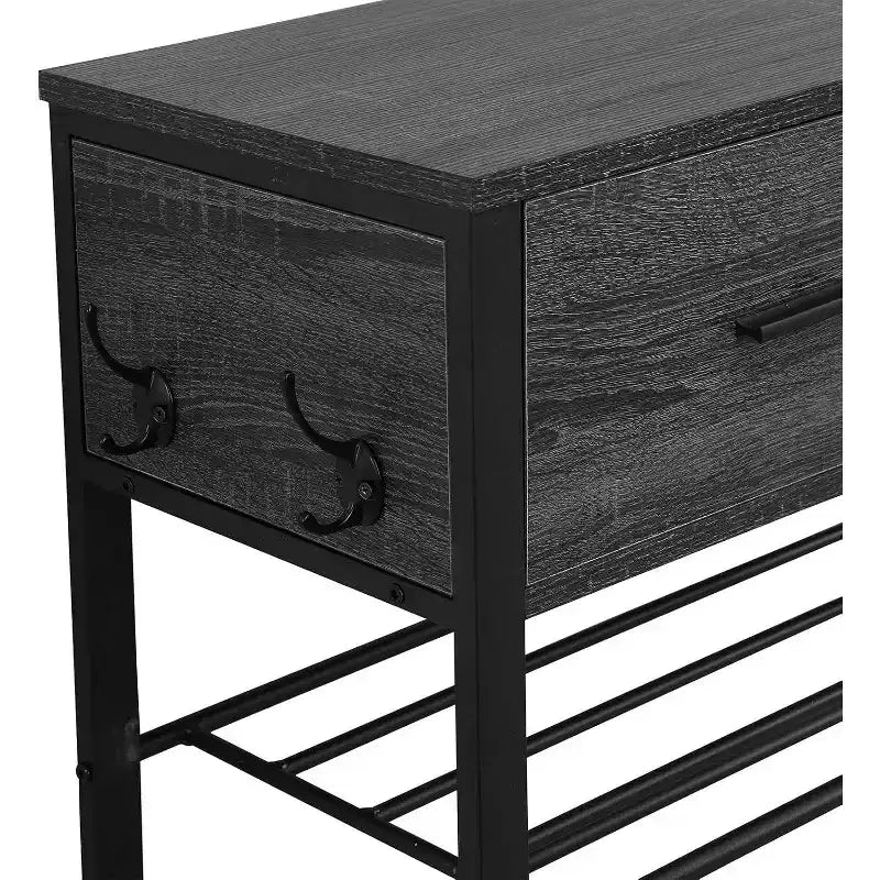 Meuble à Chaussures 4 Niveaux Avec 2 Tiroirs, Étagère à Chaussures Un Ensemble Meuble d'entrée avec Rangement et Crochets 80 x 30 x 107.5 cm