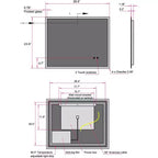 Miroir de salle de bain à LED, Miroir en verre rétroéclairé mural, Miroir lumineux intelligent à double commande (horizontal/vertical) blanc