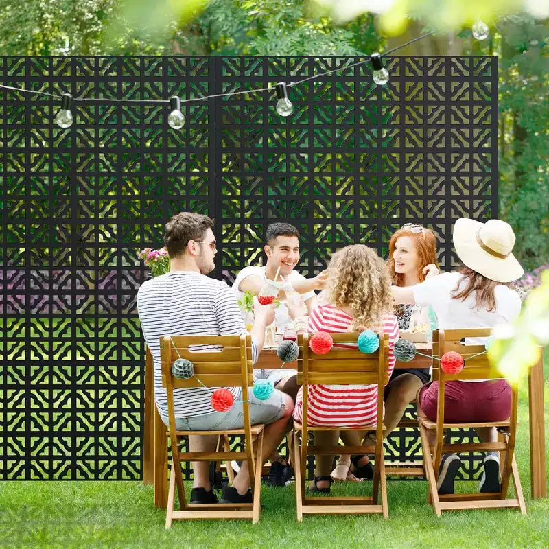 MAYEERTY 72x47 Écran de Panneau d'Intimité Naturel Extérieur Noir, Ensemble de 6 Panneaux Pliants Naturels pour Cour et Jardin