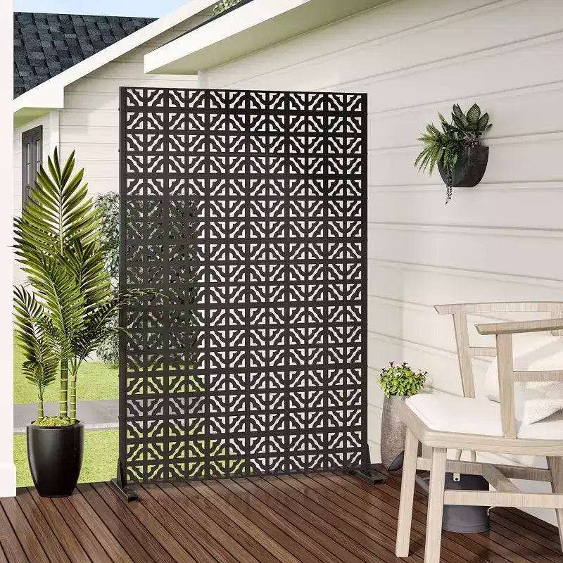 MAYEERTY 72x47 Écran de Panneau d'Intimité Naturel Extérieur Noir, Ensemble de 6 Panneaux Pliants Naturels pour Cour et Jardin