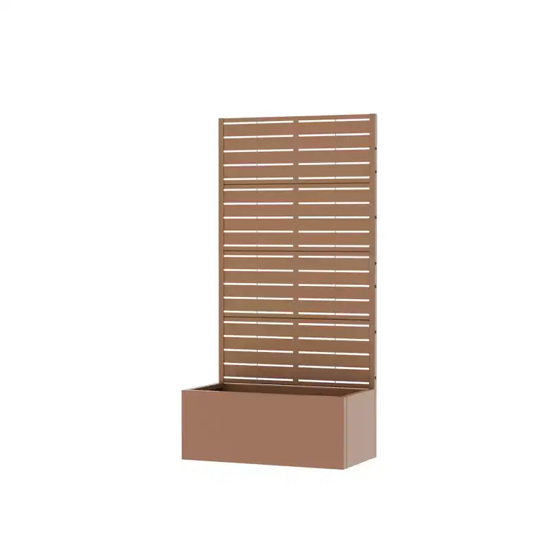 MAYEERTY Jardinière en fer forgé marron avec treillis (persiennes classiques), 59x30x12, Solution de plantation extérieure durable 4 pièces