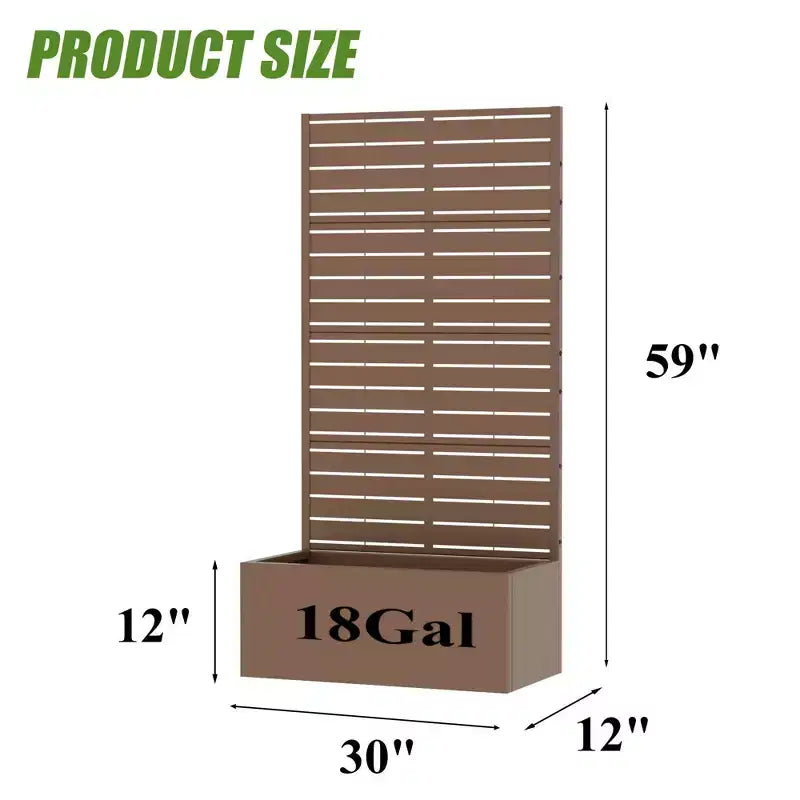 MAYEERTY Jardinière en fer forgé marron avec treillis (persiennes classiques), 59x30x12, Solution de plantation extérieure durable 4 pièces