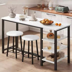 Ensemble bistro 2 personnes Acekool - Table peu encombrante avec 3 étagères de rangement
