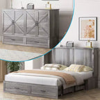 Lit escamotable moderne Queen Size Mjkone avec ports USB, tiroirs et matelas de 12 cm