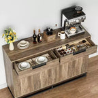 COZONY 55 Buffet enfilade, Grand meuble de rangement de cuisine avec 2 tiroirs et 4 portes, Table de bar à café pour salle à manger