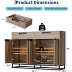COZONY 55 Buffet enfilade, Grand meuble de rangement de cuisine avec 2 tiroirs et 4 portes, Table de bar à café pour salle à manger