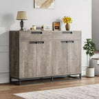 COZONY 55 Buffet enfilade, Grand meuble de rangement de cuisine avec 2 tiroirs et 4 portes, Table de bar à café pour salle à manger