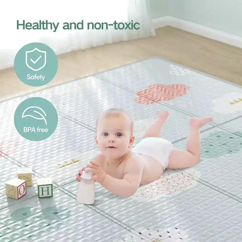 Fodoss Parc Bébé avec Tapis 150x150 cm, Parc de Sécurité pour Bébés et Tout-Petits, Centre d'Activités Intérieur et Extérieur, Clôture pour Tout-Petits