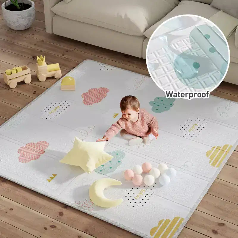 Fodoss Parc Bébé avec Tapis 150x150 cm, Parc de Sécurité pour Bébés et Tout-Petits, Centre d'Activités Intérieur et Extérieur, Clôture pour Tout-Petits
