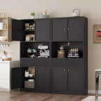 Meuble de rangement 70" cannelé avec comptoir, portes et tiroir pour cuisine et salle à manger