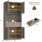 Meuble de rangement 70" cannelé avec comptoir, portes et tiroir pour cuisine et salle à manger
