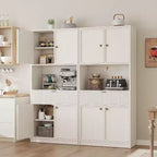 Meuble de rangement 70" cannelé avec comptoir, portes et tiroir pour cuisine et salle à manger