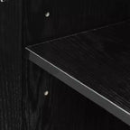 PexFix 62 L x 31 H Buffet moderne avec 4 portes en rotin, console de rangement d'appoint pour couloir, entrée, salle à manger, noir