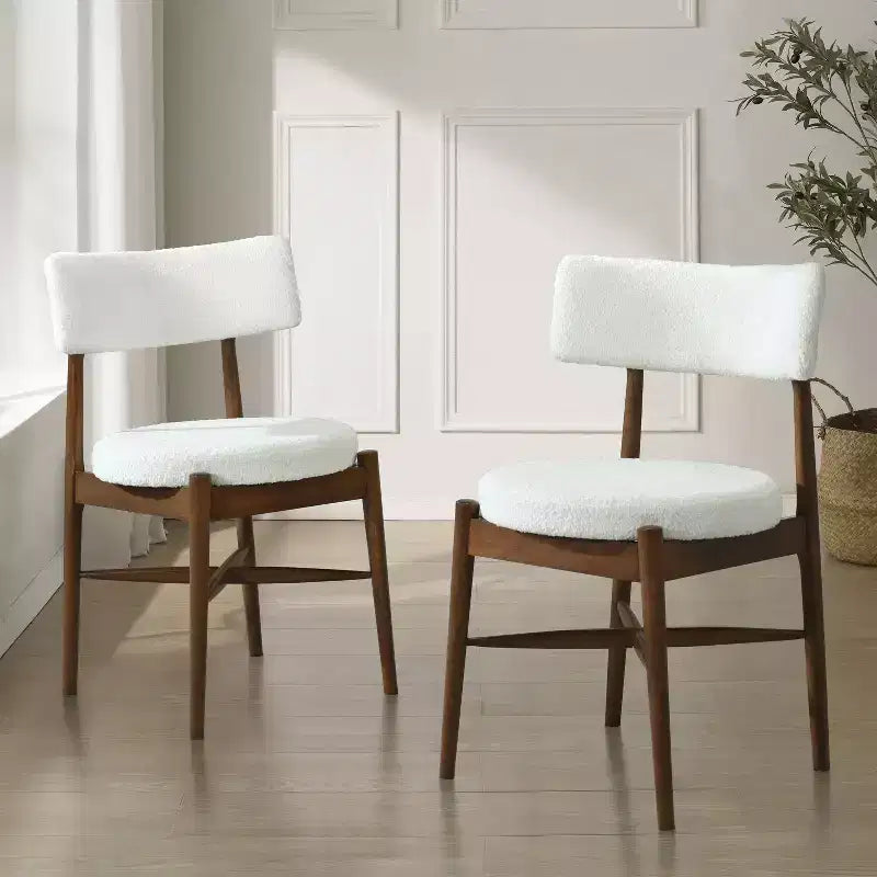 Okak Lot de 2 Chaises de Salle à Manger en Boucle Style Mid-Century, Sans Accoudoirs, Chaises d'Appoint en Bois pour Salle à Manger, Cuisine