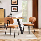 Okak Chaise de salle à manger capitonnée en similicuir avec cadre en métal, lot de 2 chaises d'appoint pour salle à manger, cuisine
