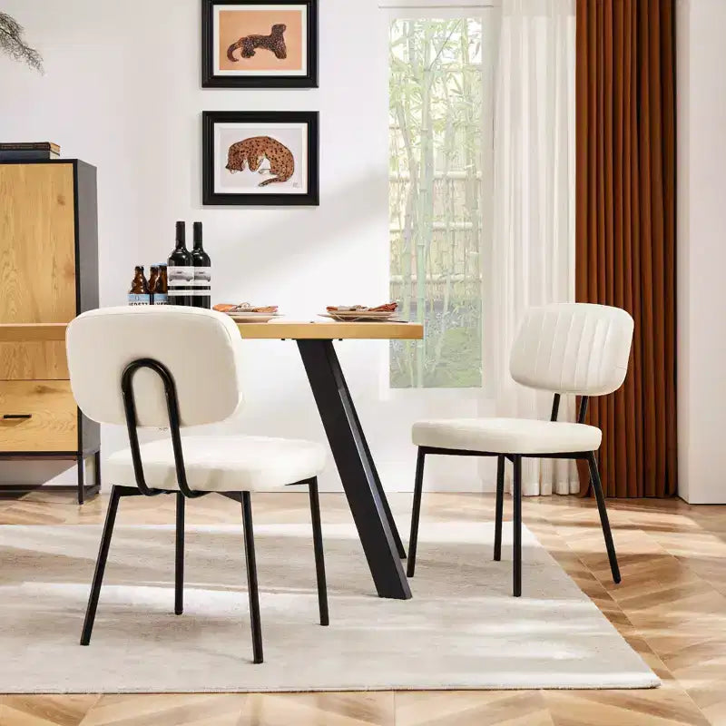 Okak Chaise de salle à manger capitonnée en similicuir avec cadre en métal, lot de 2 chaises d'appoint pour salle à manger, cuisine
