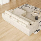 Canapé modulaire en velours côtelé en forme de L de 114,5 po avec fauteuil inclinable, canapé de sol convertible 2-en-1 avec coussins en mousse et oreillers de soutien cervical pour le salon