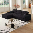 Canapé modulaire en velours côtelé en forme de L de 114,5 po avec fauteuil inclinable, canapé de sol convertible 2-en-1 avec coussins en mousse et oreillers de soutien cervical pour le salon