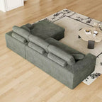 Canapé modulaire en velours côtelé en forme de L de 114,5 po avec fauteuil inclinable, canapé de sol convertible 2-en-1 avec coussins en mousse et oreillers de soutien cervical pour le salon