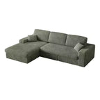 Canapé modulaire en velours côtelé en forme de L de 114,5 po avec fauteuil inclinable, canapé de sol convertible 2-en-1 avec coussins en mousse et oreillers de soutien cervical pour le salon