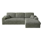 Canapé modulaire en velours côtelé en forme de L de 114,5 po avec fauteuil inclinable, canapé de sol convertible 2-en-1 avec coussins en mousse et oreillers de soutien cervical pour le salon