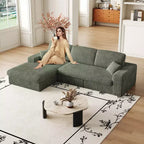 Canapé modulaire en velours côtelé en forme de L de 114,5 po avec fauteuil inclinable, canapé de sol convertible 2-en-1 avec coussins en mousse et oreillers de soutien cervical pour le salon