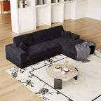 Canapé modulaire en velours côtelé en forme de L de 114,5 po avec fauteuil inclinable, canapé de sol convertible 2-en-1 avec coussins en mousse et oreillers de soutien cervical pour le salon