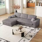 Canapé modulaire en velours côtelé en forme de L de 114,5 po avec fauteuil inclinable, canapé de sol convertible 2-en-1 avec coussins en mousse et oreillers de soutien cervical pour le salon