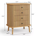 Commode à 4 tiroirs COZONY, commode bohème en osier avec poignées noir mat et pieds en bois pour chambre, salon, couloir