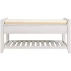 Banc de rangement de 99 cm avec 2 tiroirs et porte-chaussures ouvert, banc d'entrée avec siège rembourré