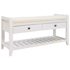 Banc de rangement de 99 cm avec 2 tiroirs et porte-chaussures ouvert, banc d'entrée avec siège rembourré