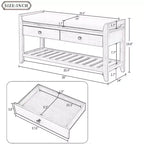 Banc de rangement de 99 cm avec 2 tiroirs et porte-chaussures ouvert, banc d'entrée avec siège rembourré