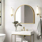 MAYEERTY Miroir suspendu alliage d'aluminium bord fin angle droit arche or