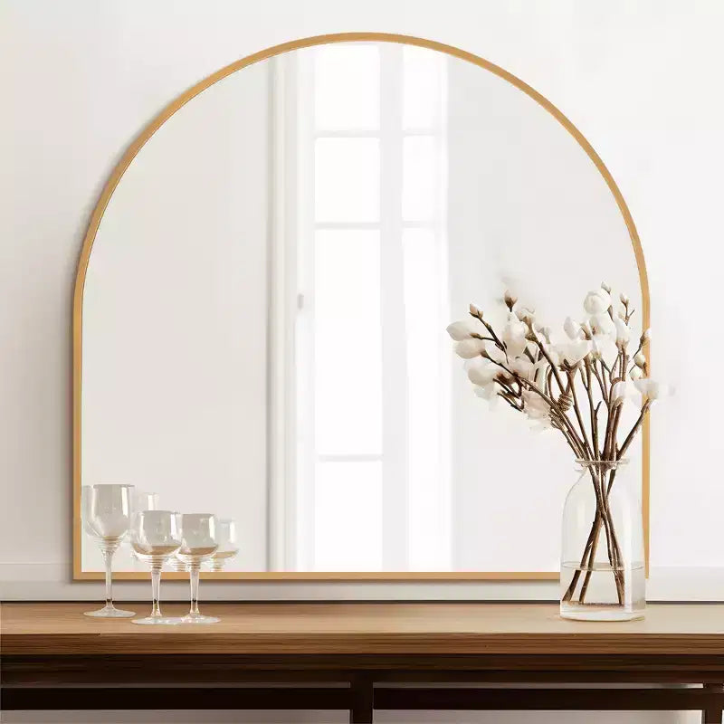 MAYEERTY Miroir suspendu alliage d'aluminium bord fin angle droit arche or