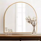 MAYEERTY Miroir suspendu alliage d'aluminium bord fin angle droit arche or