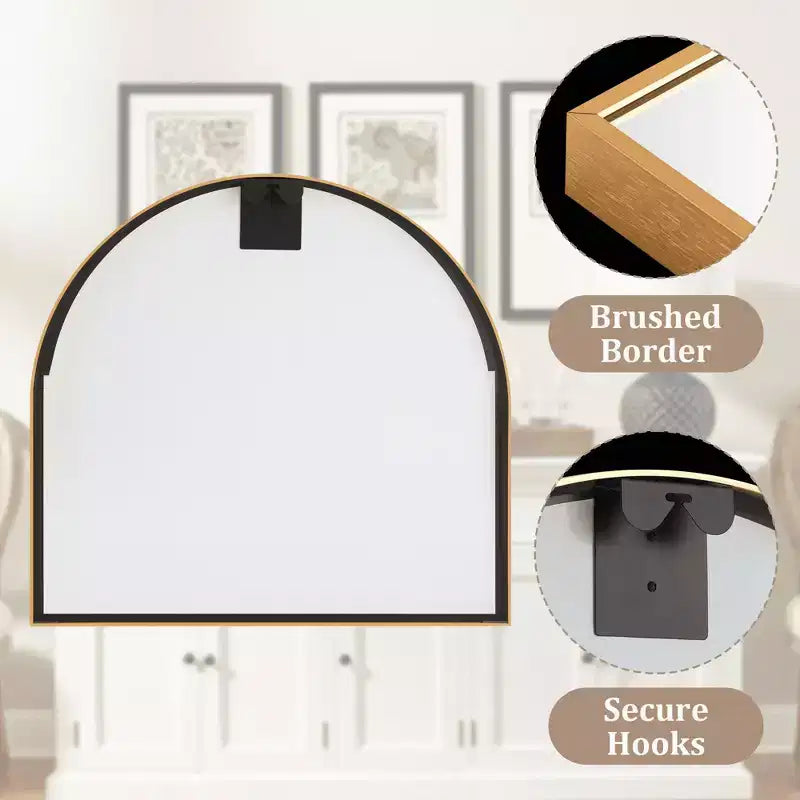MAYEERTY Miroir suspendu alliage d'aluminium bord fin angle droit arche or