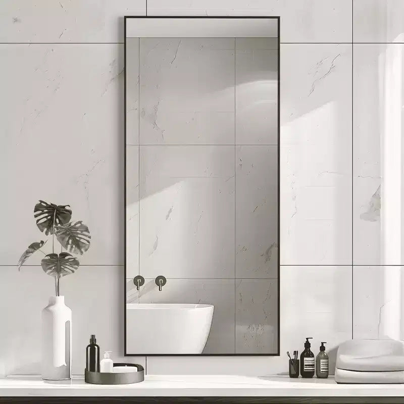 Miroir Suspendu MAYEERTY en Alliage d'Aluminium Bord Fin Rectangle à Angle Droit