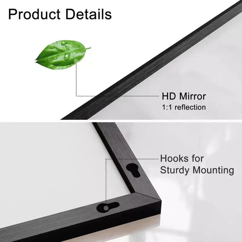 Miroir Suspendu MAYEERTY en Alliage d'Aluminium Bord Fin Rectangle à Angle Droit