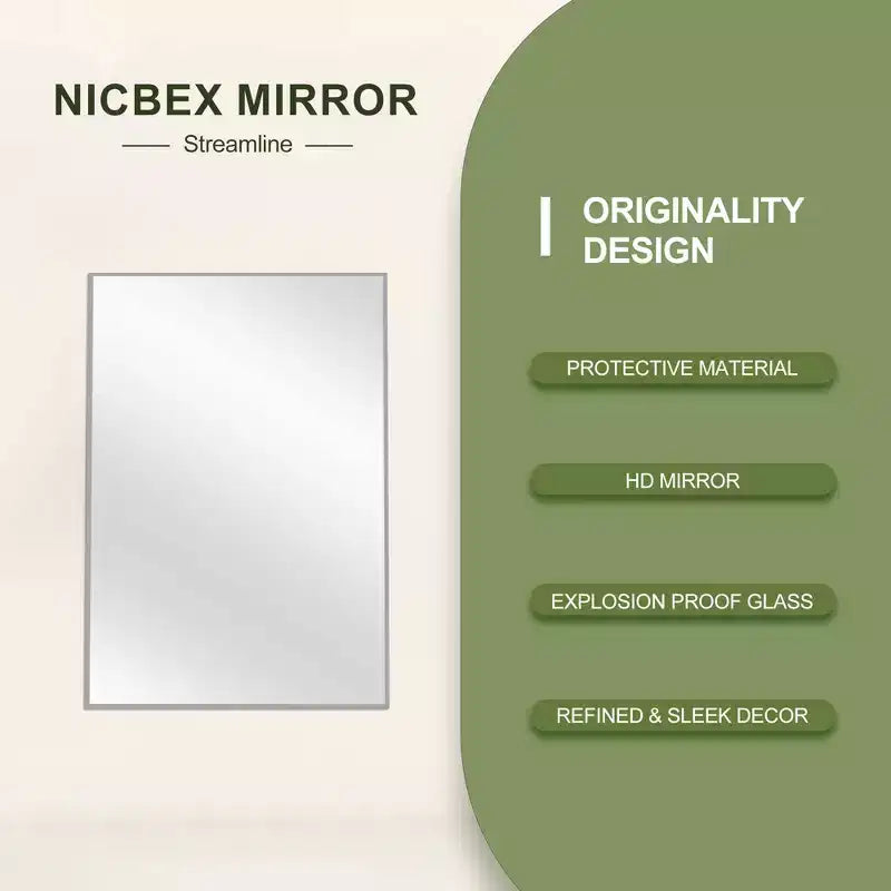 Miroir Suspendu MAYEERTY en Alliage d'Aluminium Bord Fin Rectangle à Angle Droit