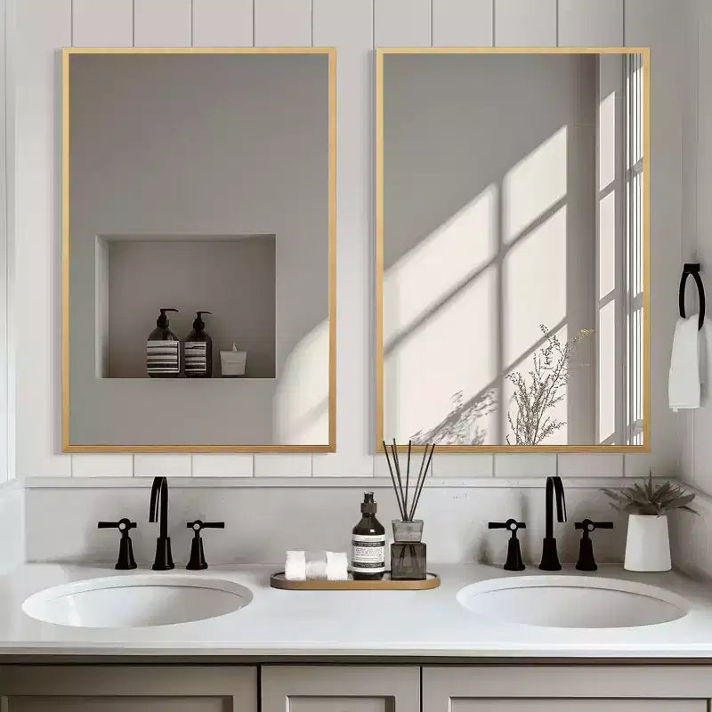 Miroir Suspendu MAYEERTY en Alliage d'Aluminium Bord Fin Rectangle à Angle Droit