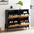 Shoe Cabinet with 4 Drawers - Twith Fluted Panel Shoe Storage Cabinet3 Gears Adjustable Partitions