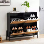 Shoe Cabinet with 4 Drawers - Twith Fluted Panel Shoe Storage Cabinet3 Gears Adjustable Partitions