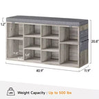 Meuble à chaussures avec coussin amovible - Organiseur de rangement à 3 niveaux avec étagères réglables