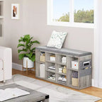 Meuble à chaussures avec coussin amovible - Organiseur de rangement à 3 niveaux avec étagères réglables