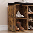 Meuble à chaussures avec coussin amovible - Organiseur de rangement à 3 niveaux avec étagères réglables