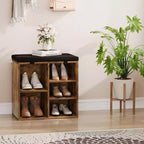 Meuble à chaussures avec coussin amovible - Organiseur de rangement à 3 niveaux avec étagères réglables